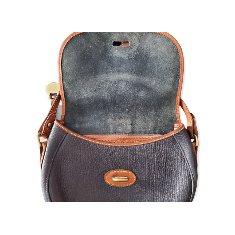 Dooney And Burke Crossbody strap purse navy blue and brown pebble leather - Picture 4 of 7